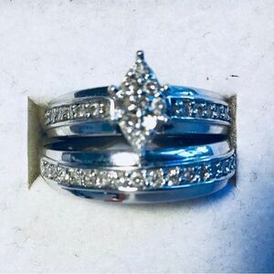 10k real white gold wedding set diamonds ring ☝️❤️🔥